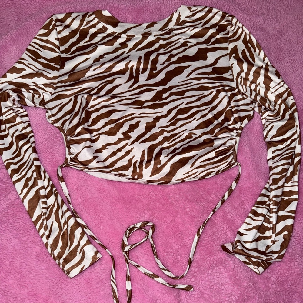Brown and White Zebra Print Women's Top